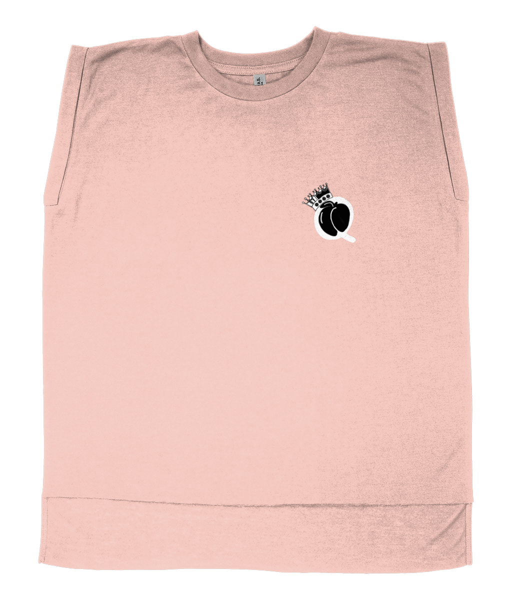 Queen of Peaches Flowy Rolled Cuff Muscle T-Shirt