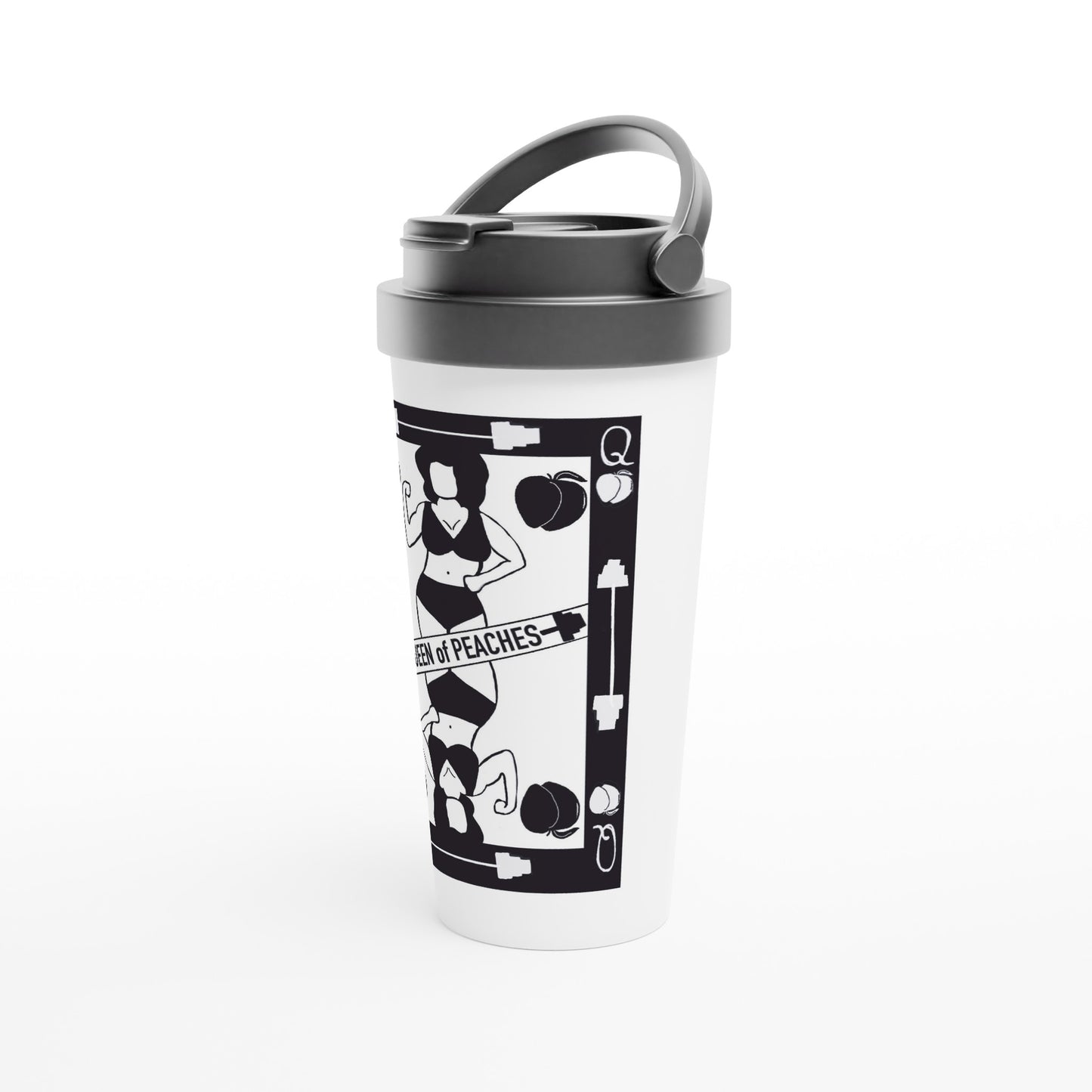 Queen of Peaches White 15oz Stainless Steel Travel Mug